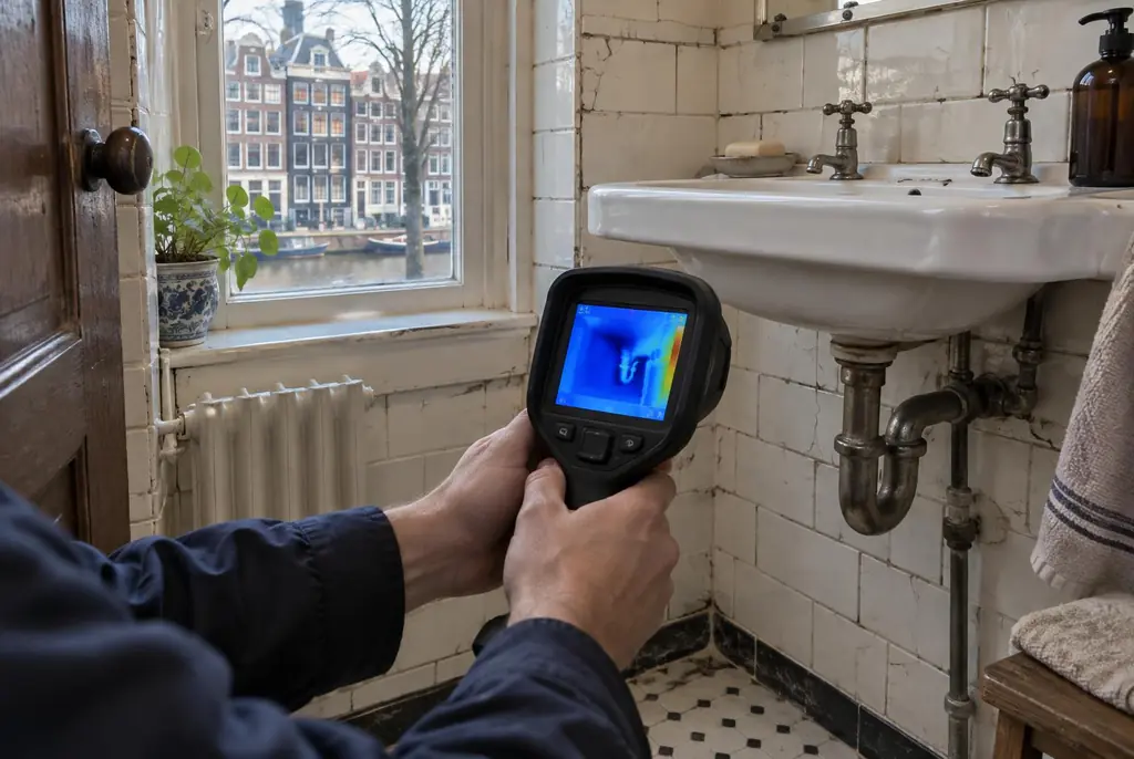 Lekdetectie Bunnik – badkamer met oude leidingen achter de tegels