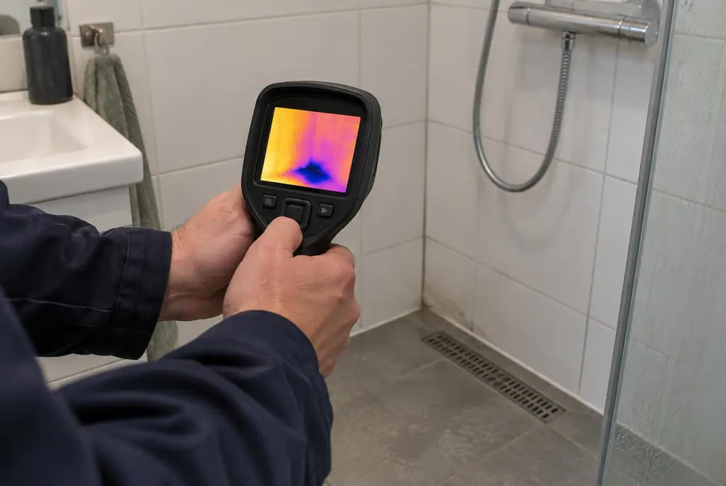 Lekdetectie Bunnik – lekdetectiespecialist met warmtebeeldcamera in een badkamer