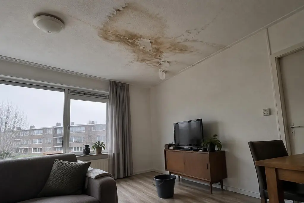 Lekdetectie Bunnik – vochtplek op het plafond onder een badkamer